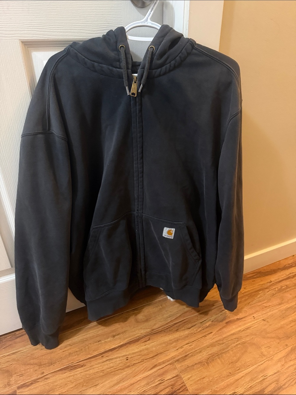 Carhartt Black Full-Zip Hooded Work Sweatshirt Jacket